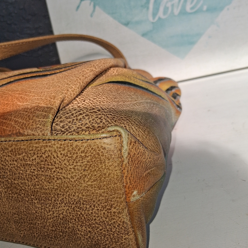 Hand-Painted Tan Butterfly Leather Bag Anna by Anushka EUC - Picture 9 of 16